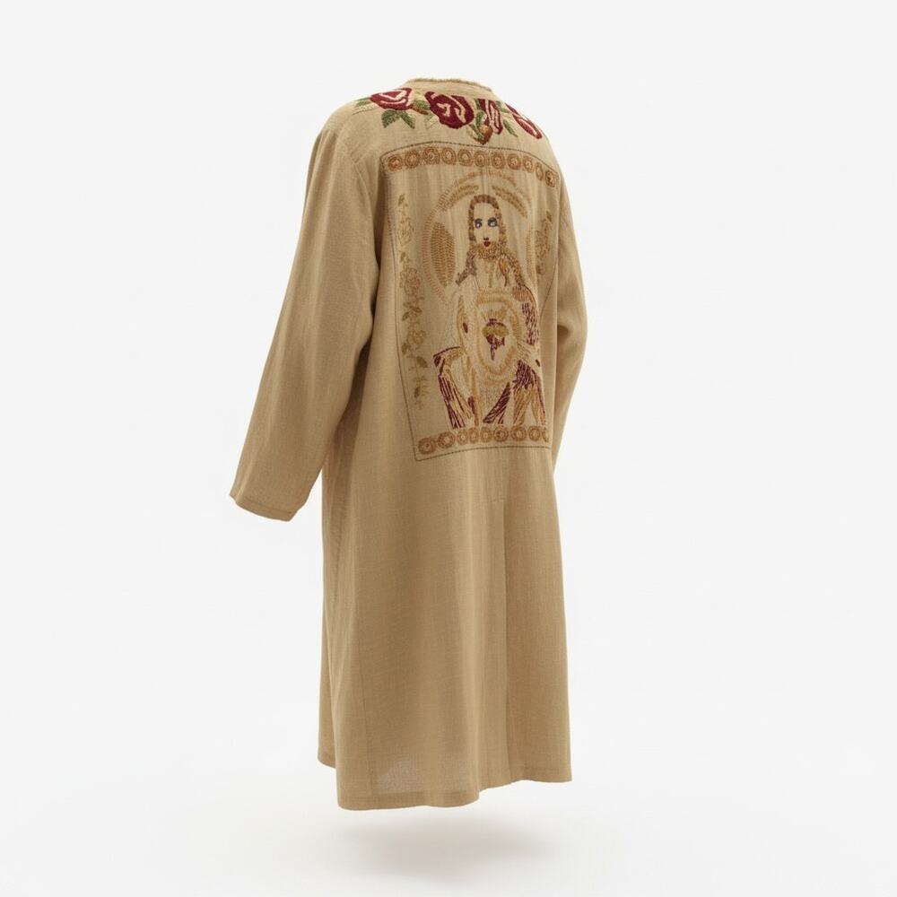 Magnolia Pearl Embroidered Linen Kimono Jesus Back Floral Duster Boho Whimsy